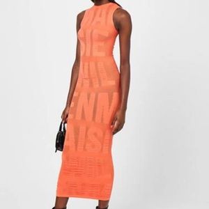 Orange mesh logo dress